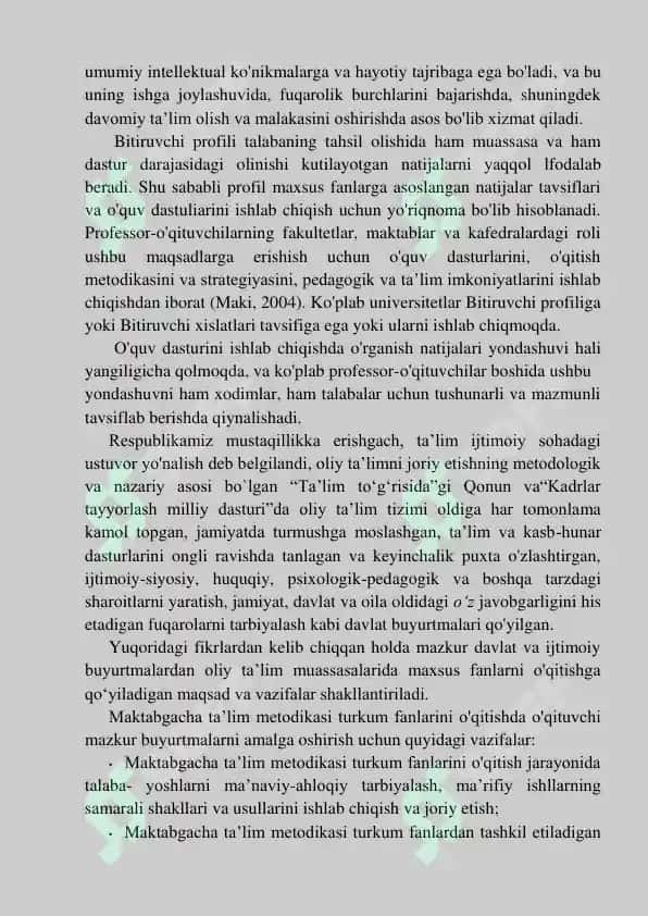 MAKTABGACHA TA’LIMDA METODIKA FANLARINI O’QITISH TEXNOLOGIYASIGA ZAMONAVIY YONDASHUVLAR. 2