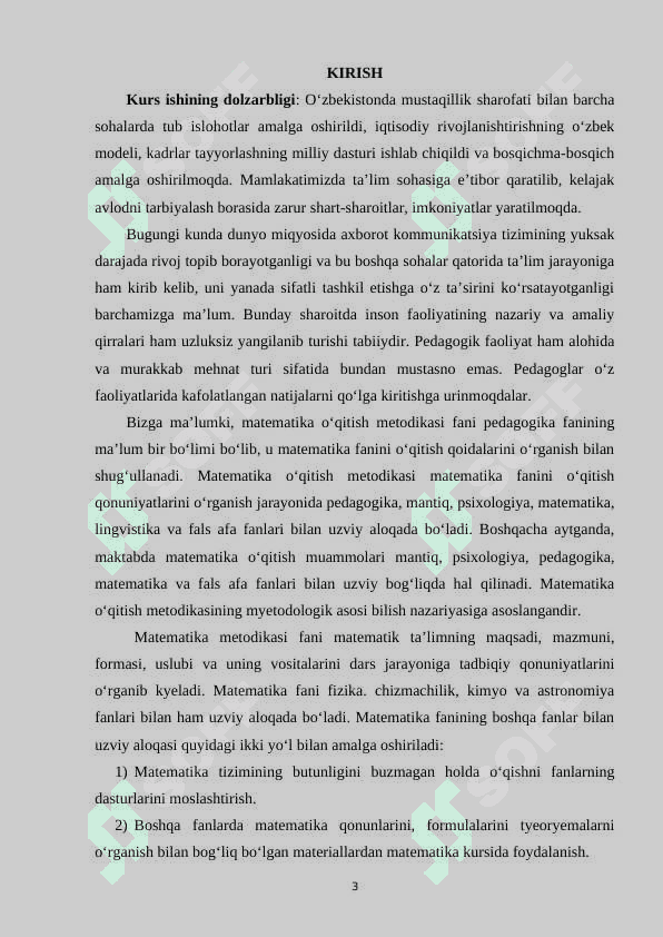 3-4 SINFLARDA MATEMATIKA O`QITISH JARAYONIDA EKOLOGIK TARBIYA BERISH METODIKASI 3
