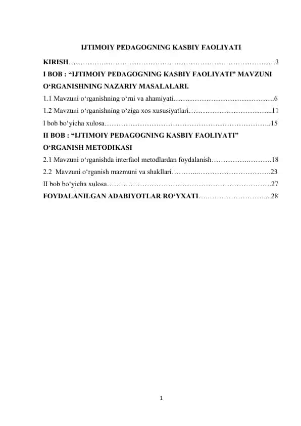 IJTIMOIY PEDAGOGNING KASBIY FAOLIYATI