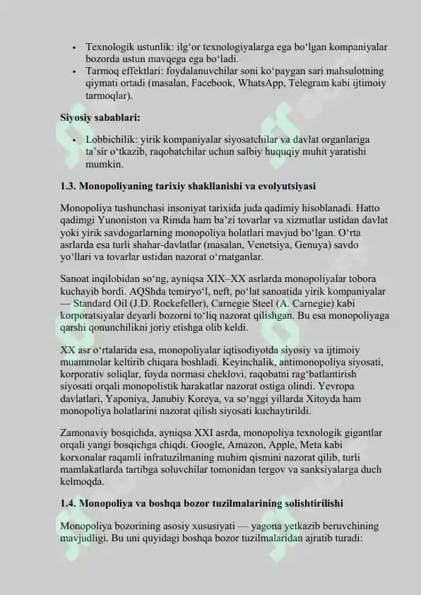 Monopoliyaning mohiyati va turlari 8