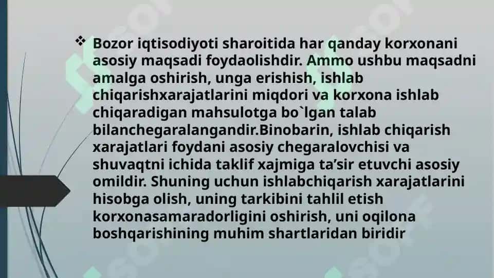 Qurilish tashkilotlarida ishlab chiqarish xarajatlari va tannarx kalkulatsiyasining  hisobi 2