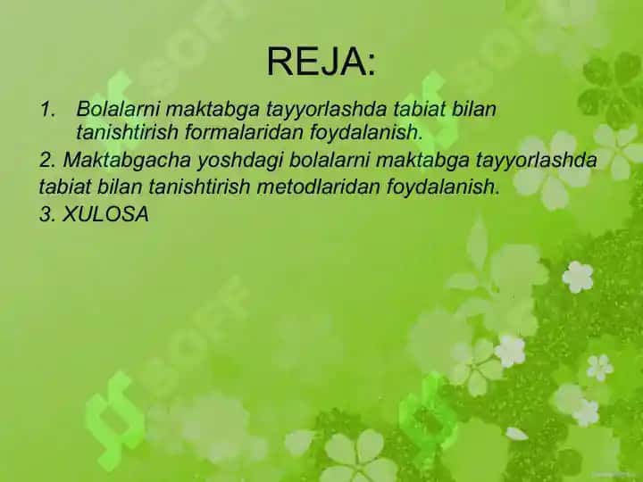 Maktabgacha bolalarning tabiat bilan tanishtirish ish shakllari 2