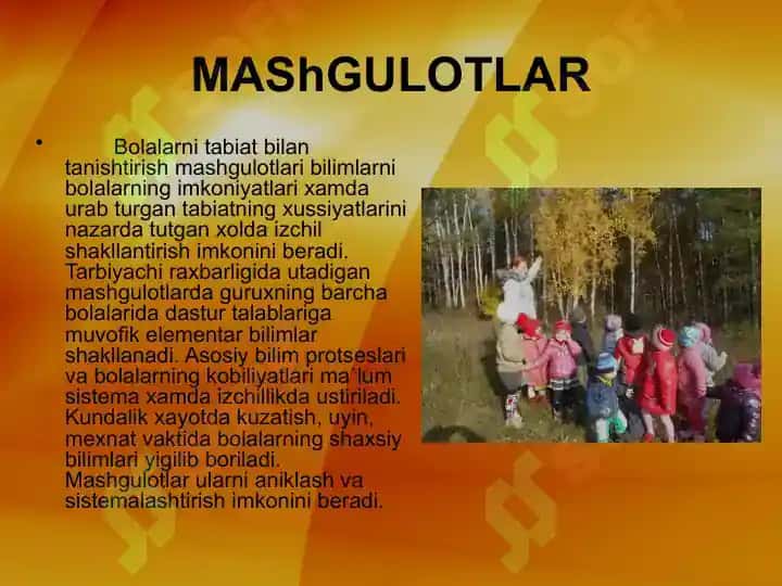 Maktabgacha bolalarning tabiat bilan tanishtirish ish shakllari 3