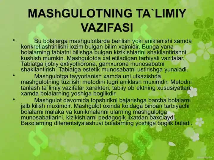 Maktabgacha bolalarning tabiat bilan tanishtirish ish shakllari 4