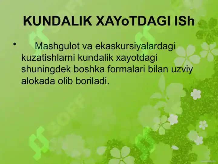 Maktabgacha bolalarning tabiat bilan tanishtirish ish shakllari 8