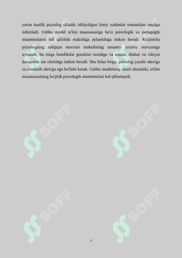 Psixolog faoliyati modellari va uning ustuvor vazifalarini aniqlashning asosiy printsiplari 7