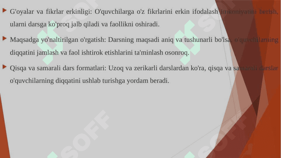 Darsda o'quvchilar faolligini oshirishning asosiy motivlari 7
