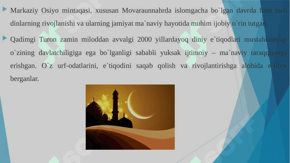Islomning Markaziy Osiyo mintaqasidagi o'rni va ahamiyati tarix va hozirgi zamon 3