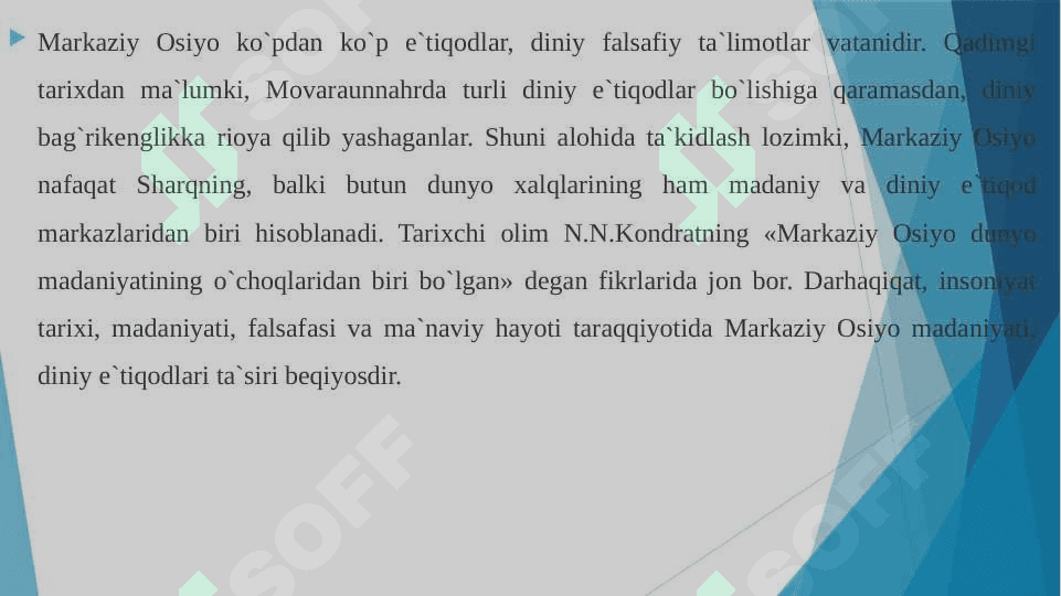 Islomning Markaziy Osiyo mintaqasidagi o'rni va ahamiyati tarix va hozirgi zamon 4