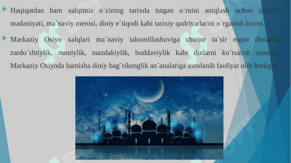 Islomning Markaziy Osiyo mintaqasidagi o'rni va ahamiyati tarix va hozirgi zamon 5