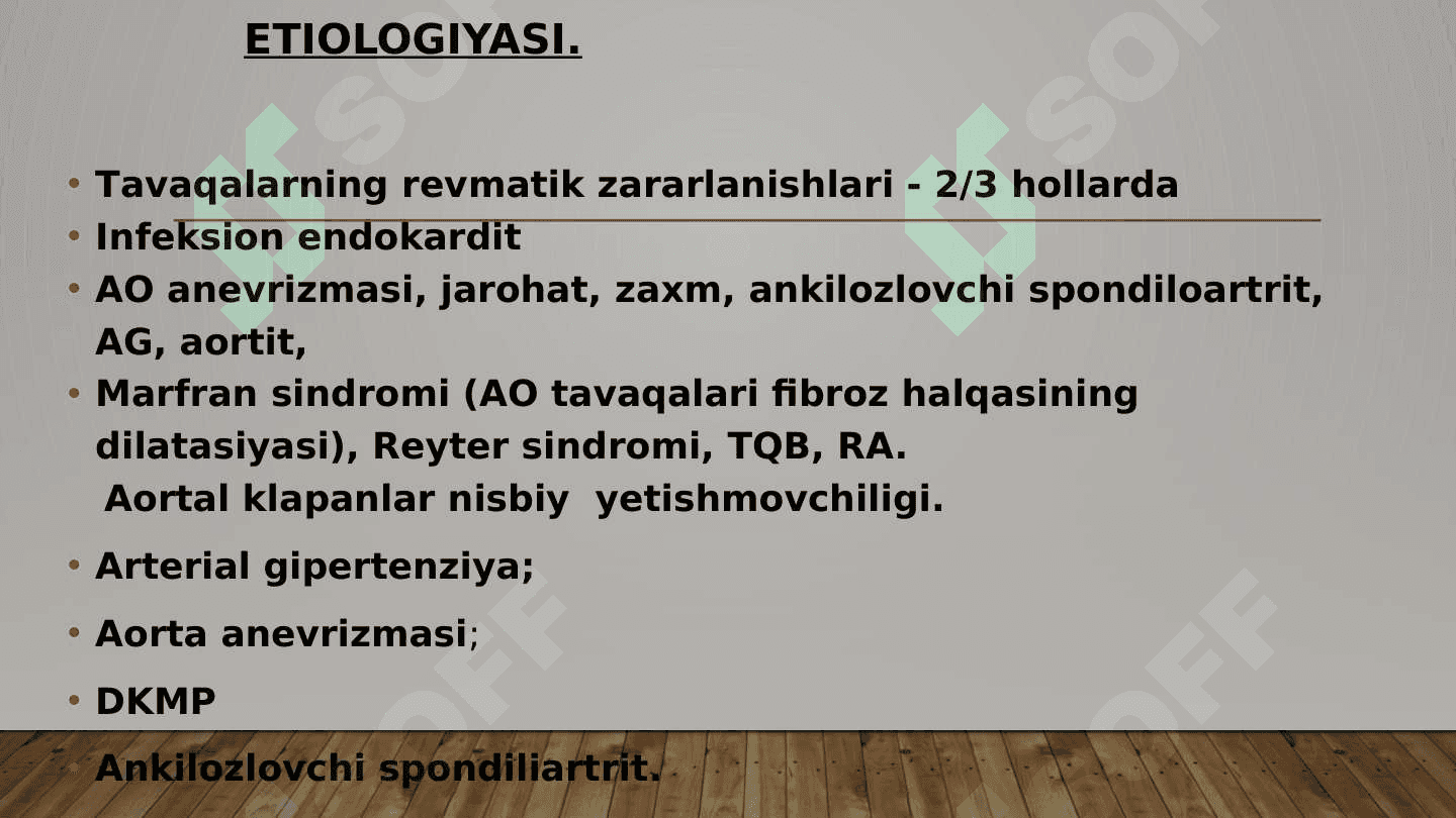 Aortal nuqsonlar. Sabablari, yurakdagi gemodinamik o’zgarishlari kompensatsiya mexanizmlari. 5