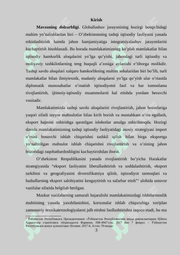 OʻZBEKISTONNING DUNYONING RIVOJLANGAN DAVLATLARI BILAN IQTISODIY HAMKORLIGI. 3
