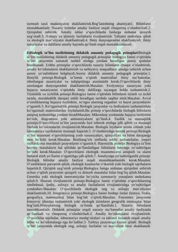 Biologiya o'qitish metodikasidan shipargalka 6