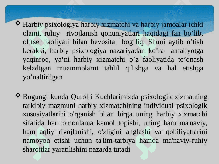 HARBIY XIZMATGA MOSLASHUVNING PSIXOLOGIK KOMPONENTLARINI O‘RGANISH 8