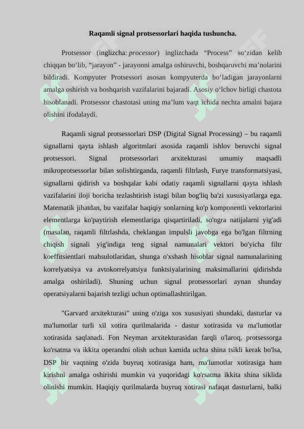 Zamonaviy signal protsessorlari arxitekturalarini o‘rganish. 4