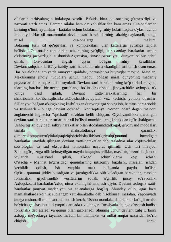 Ijtimoiy pedagogikada me`yordan og'ishgan bolalar diagnostikasi va profilaktikasi 4