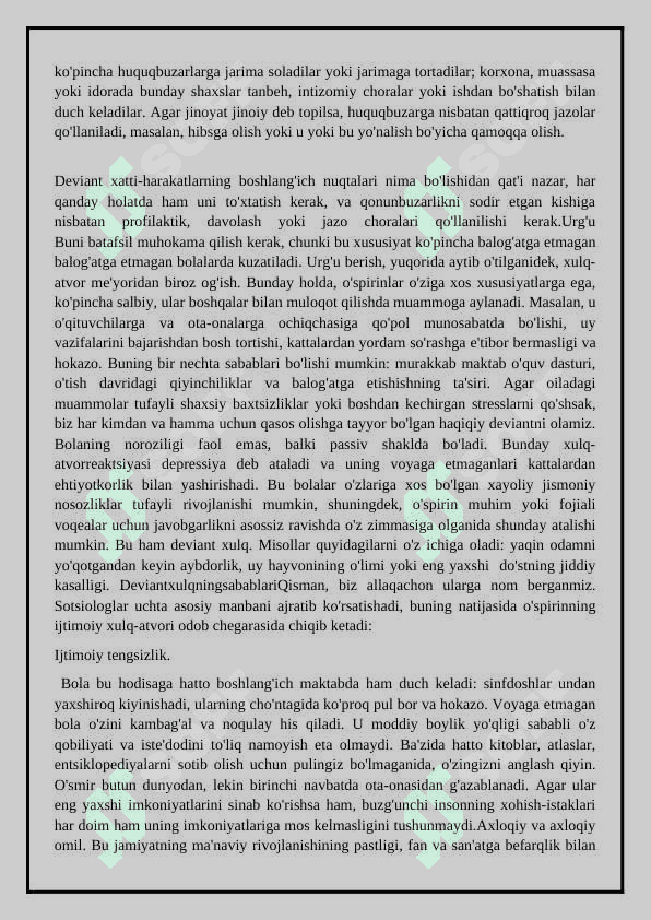 Ijtimoiy pedagogikada me`yordan og'ishgan bolalar diagnostikasi va profilaktikasi 7