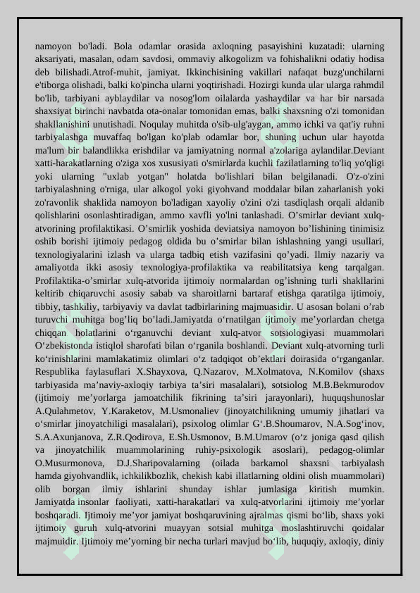 Ijtimoiy pedagogikada me`yordan og'ishgan bolalar diagnostikasi va profilaktikasi 8
