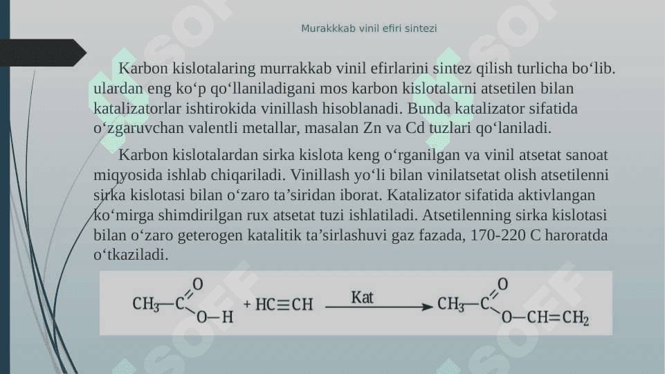 NEFT-GAZNI QAYTA ISHLASH ASOSIDA GETEROGEN USULIDA YUQORI BOSIMDA VINIL EFIRLARINI OLISH. 3