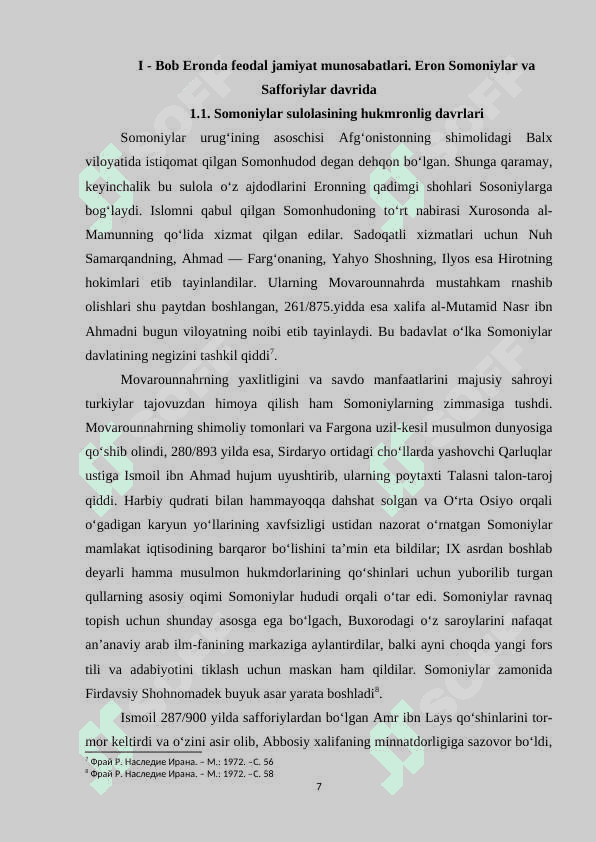 Eronda feodal jamiyat munosabatlari. Eron Somoniylar, Shaddodiylar va Ziyoriylar davrida 7