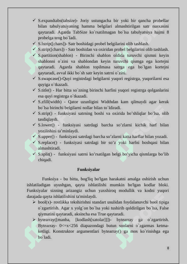 Python dasturlash tilining imkoniyatlari 8