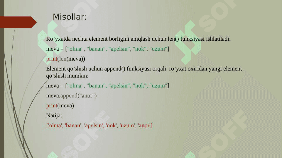 Pythonda konteynerlar va ular bilan ishlaydigan tayyor funksiyalar 5