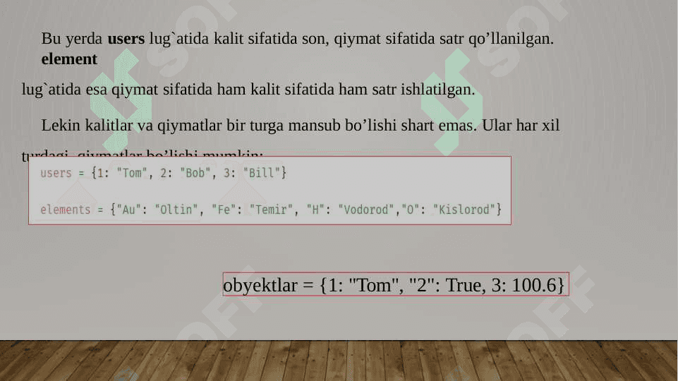 Pythonda konteyner (ro`yxat, to`plam, lug`at) lar ular bilan ishlaydigan tayyor funktsiyalar 7