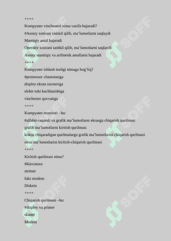 Mediasavodxonlik fanidan test, 250 ta javoblari bilan 8