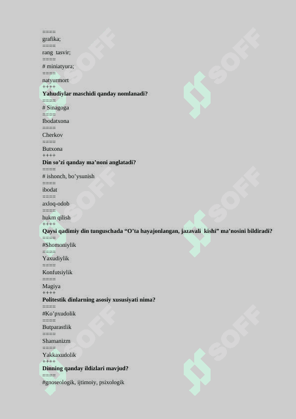 Falsafa yakuniy test, 200 talik javoblari bilan 3
