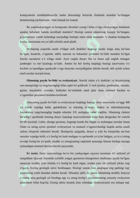 BORLIQ FALSAFASI. JAMIYAT VA INSON FALSAFASI 8