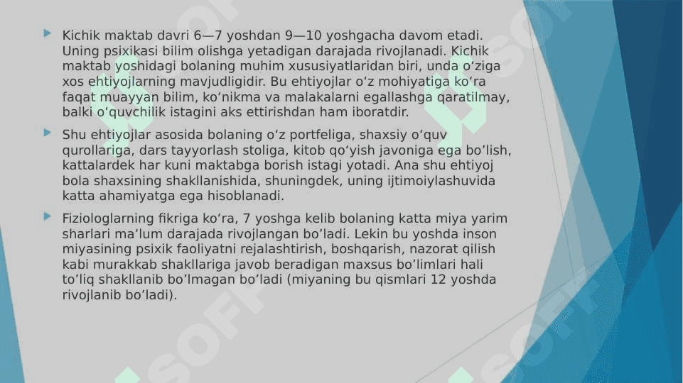 Mavzu: Kichik maktab yoshi davrida psixik rivojlanish xususiyatlari. 8