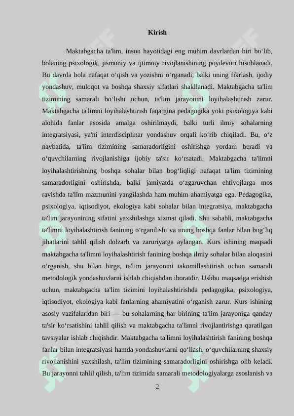 MAKTABGACHA TA‘LIMNI LOYIHALASHTIRISH FANINING BOSHQA FANLAR BILAN BOG'LIQLIGI HAQIDA 2