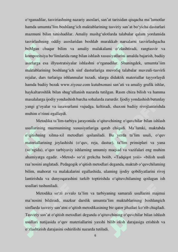 CHET ELLARDA TASVIRIY SAN’ATNI O‘QITISH TARIXI” 6