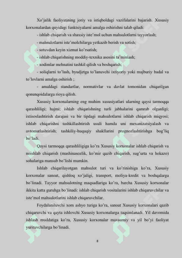 Xususiy korxonalarninig tashkiliy-iqtisodiy asoslari 8