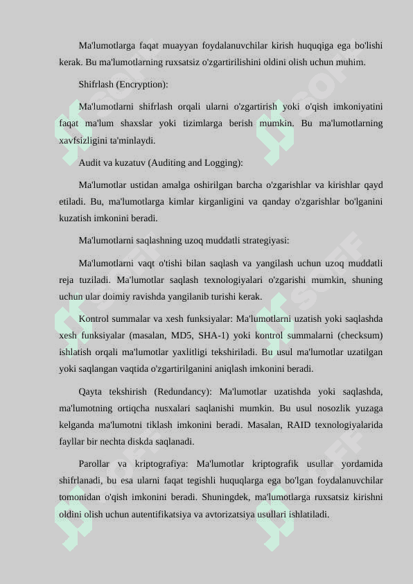 MA’LUMOTLAR YAXLITLIGINI TA’MINLASH USULLARI 5