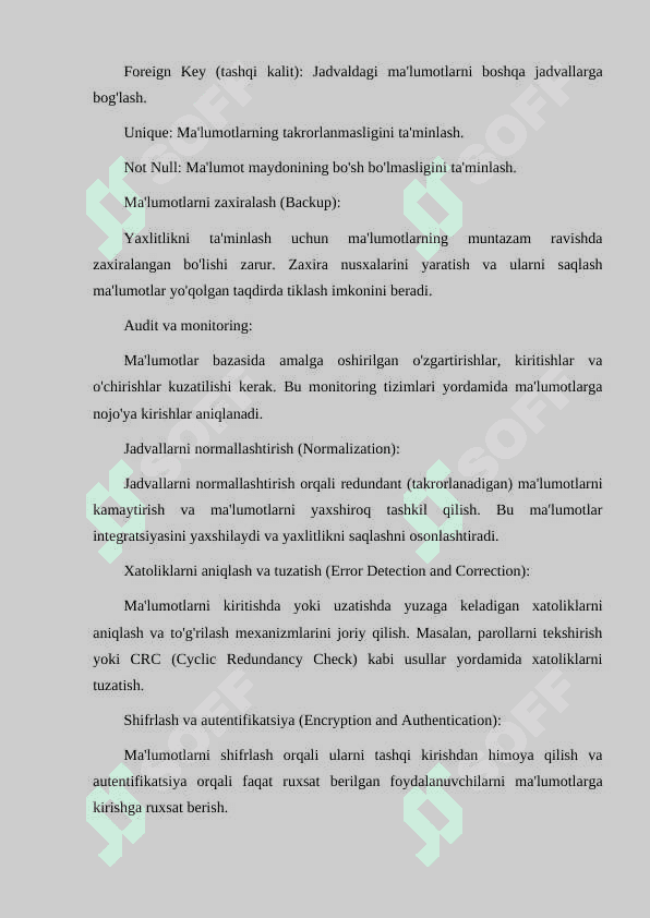 MA’LUMOTLAR YAXLITLIGINI TA’MINLASH USULLARI 7