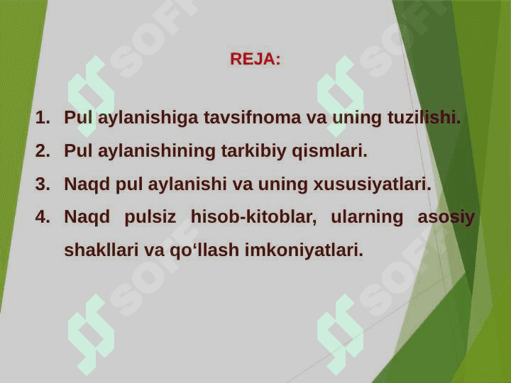 Pul aylanmasi va uning tarkibi. 2