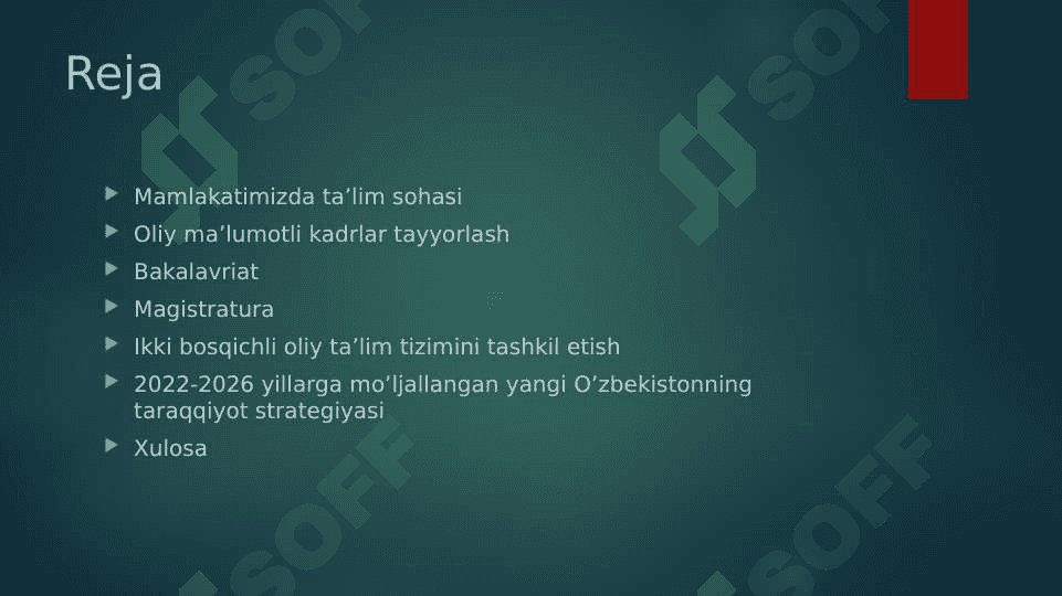 Oliy va o’rta maxsus ta’limning rivojlanishi 2