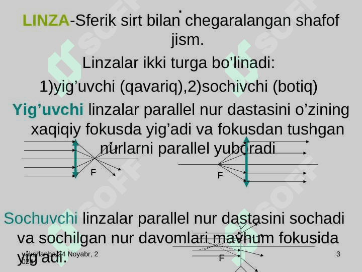 Linzalar. Linzalarda tasvir yasash . 3