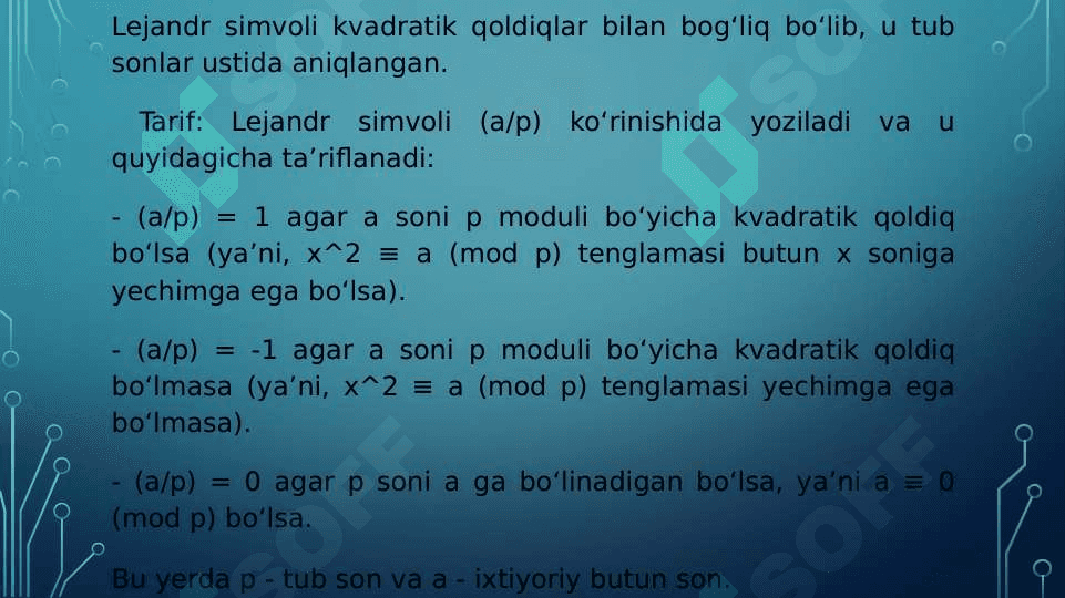 Lejandr va Yakobi simvollari va ularning xossalari. 4
