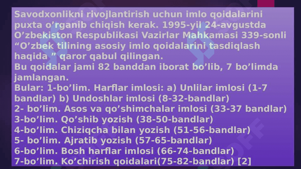 O'zbek tili imloviy savodxonlik bo'yicha taqdimot 4