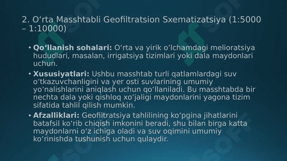 Melioratsiya qilinayotgan yerlarni geofiltratsion sxematizatsiya tuzish tamoyillari. Masshtablari. Geofiltratsion qirqimlar. 8