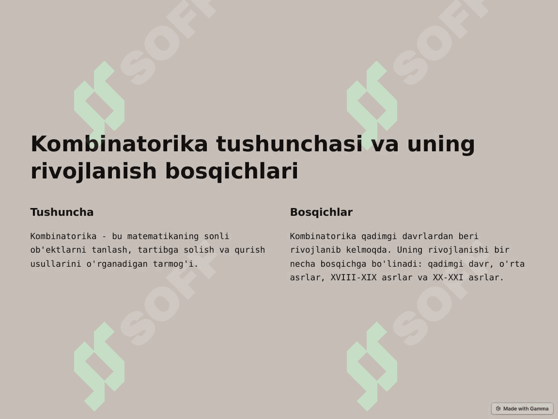 Kombinatorika rivojlanish tarixi 2