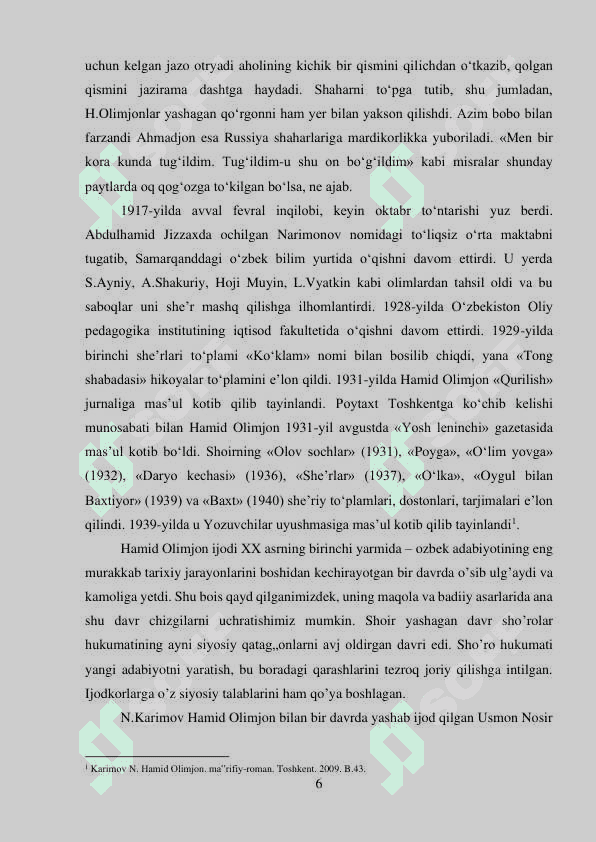 HAMID OLIMJON HAYOTI VA IJODI kurs ishi 6