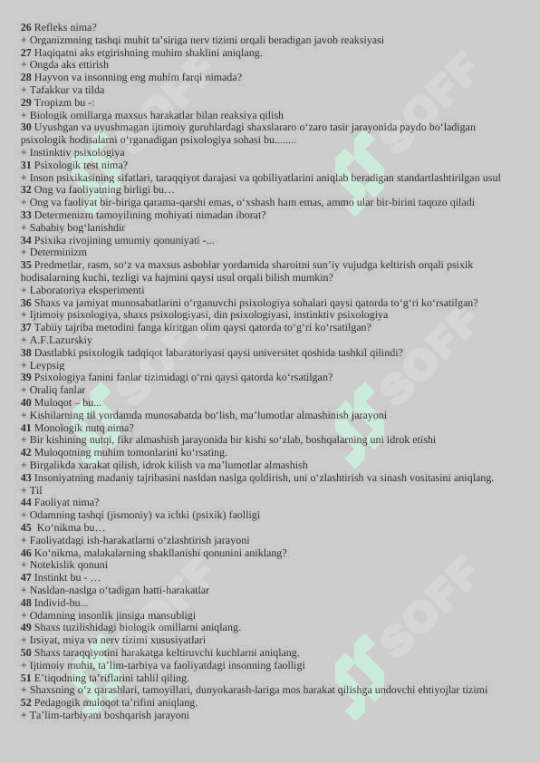 psixologiya test javobi bilan 2