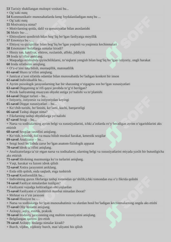 psixologiya test javobi bilan 3