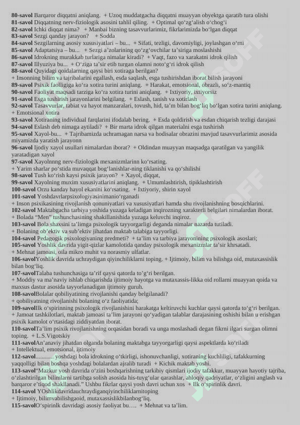 psixologiya test javobi bilan 4