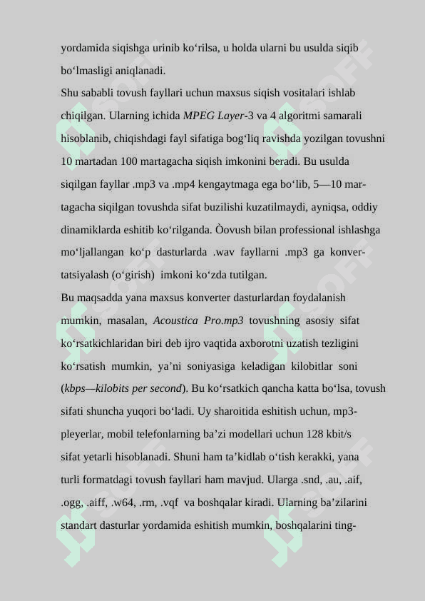 SODDA TOVUSH VA MUSIQA DASTURLARI 3