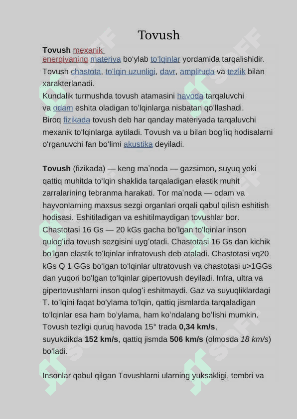 SODDA TOVUSH VA MUSIQA DASTURLARI 7