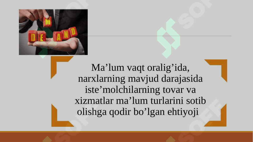 TALAB VA TAKLIF NAZARIYASI. BOZOR MUVOZANATI 3
